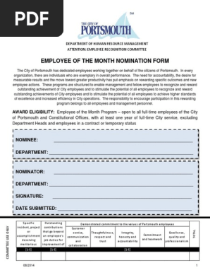 Employee of the Month Nomination Form (PDF)