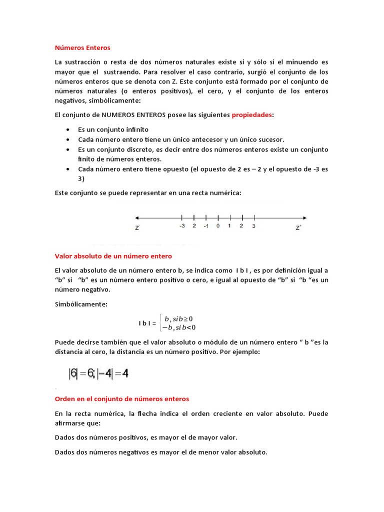 Propiedades y Operaciones de Números Enteros | PDF | Entero ...