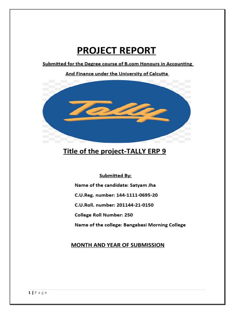 Tally ERP 9 Project Report | PDF | Enterprise Resource Planning | Banks