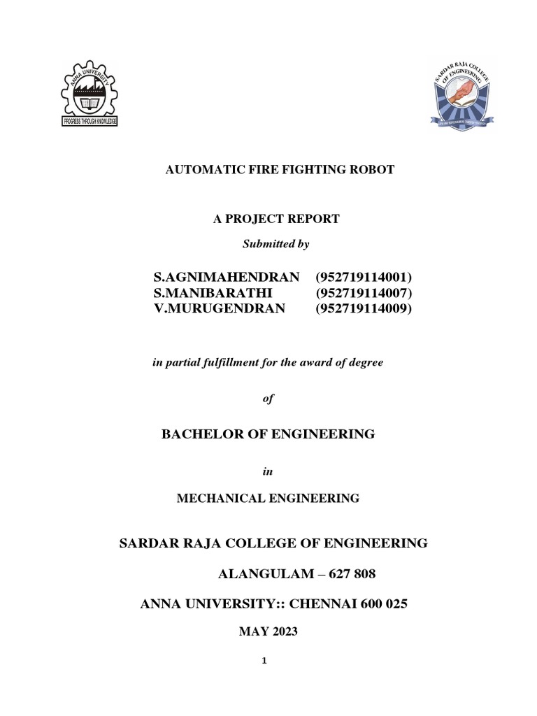 Automatic Fire Fighting Robot Project | PDF | Electric Motor | Rectifier
