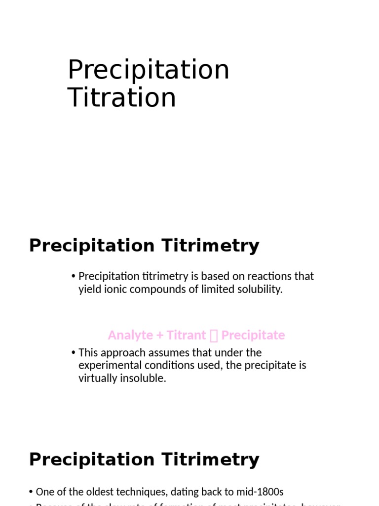 Precipitation Titration PDF Chemistry Titration