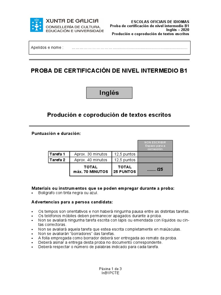 B1 english certification test writing tasks pdf