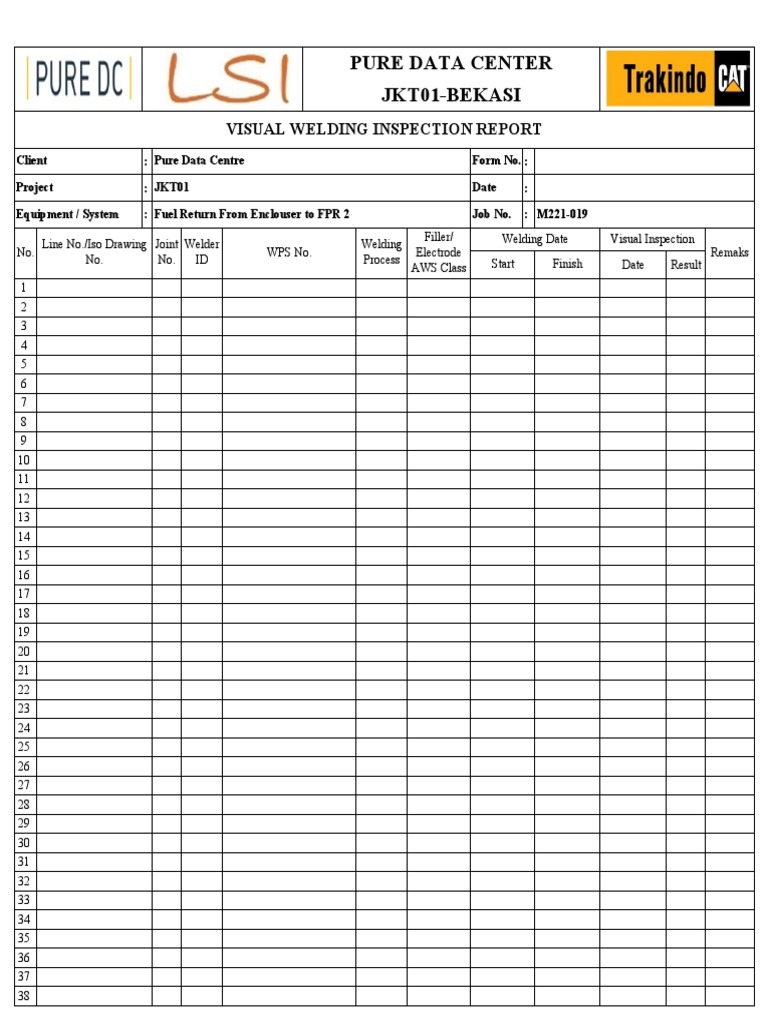Visual Welding Inspection Report | PDF | Technology & Engineering