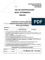 Escuelas Oficiales de Idiomas de Cantabria - Prueba de certificación nivel intermedio inglés