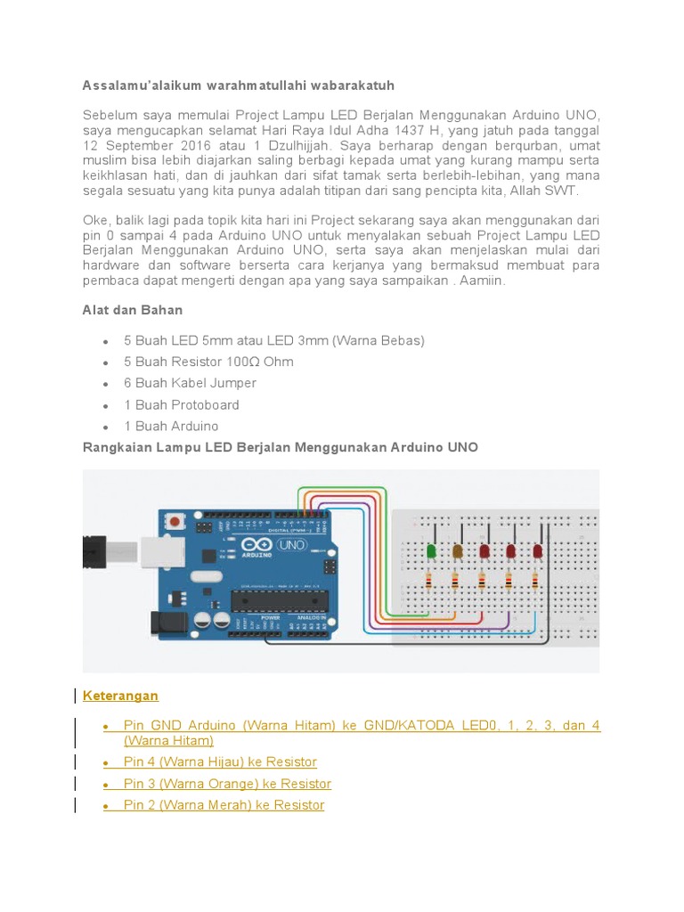 Project Lampu LED Berjalan Arduino | PDF