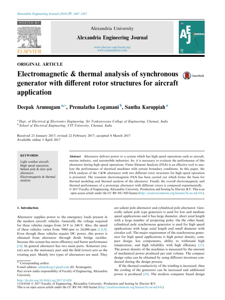 Electromagnetic & Thermal Analysis of Aircraft Generators | PDF ...