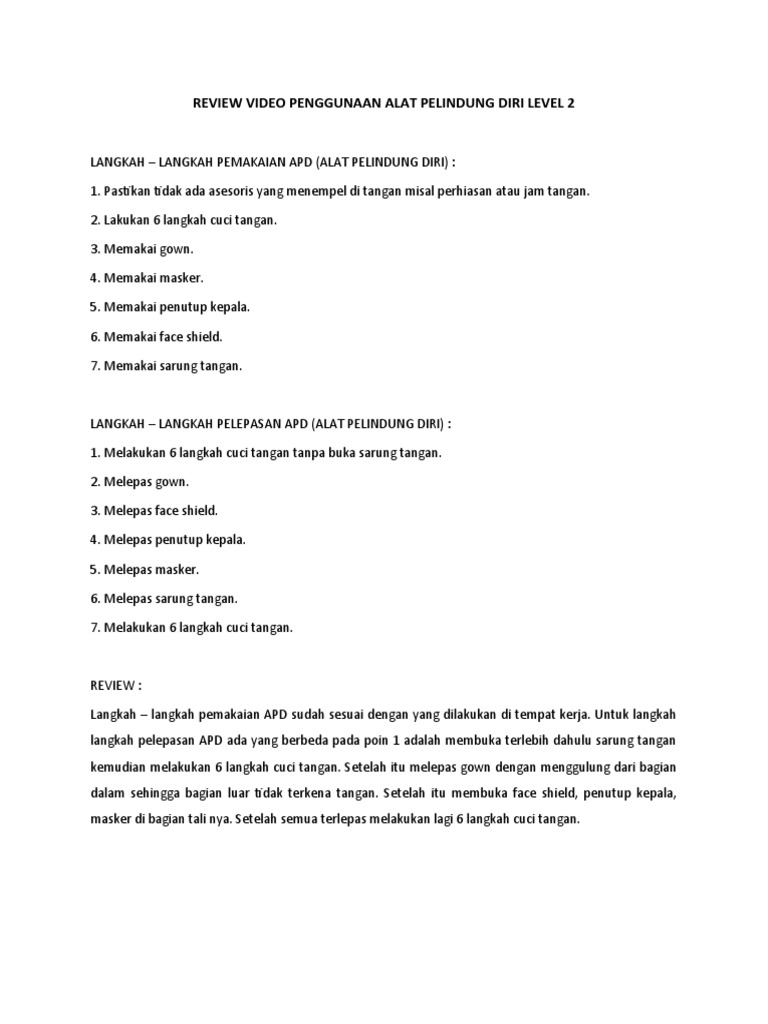 Panduan Pemakaian dan Pelepasan APD Level 2 | PDF | Pengembangan Diri