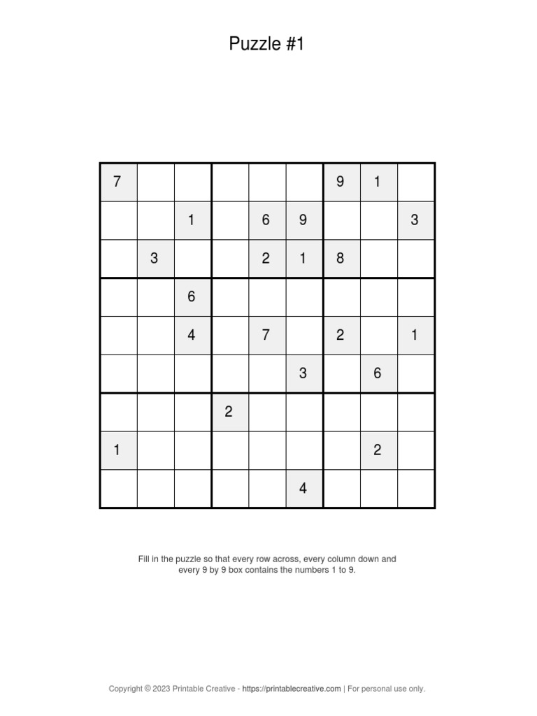9x9 sudoku puzzle by printablecreative (4) PDF 9x9 sudoku puzzle by printablecreative (4) PDF