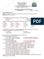 1st Quarter Exam English 9 Answer key