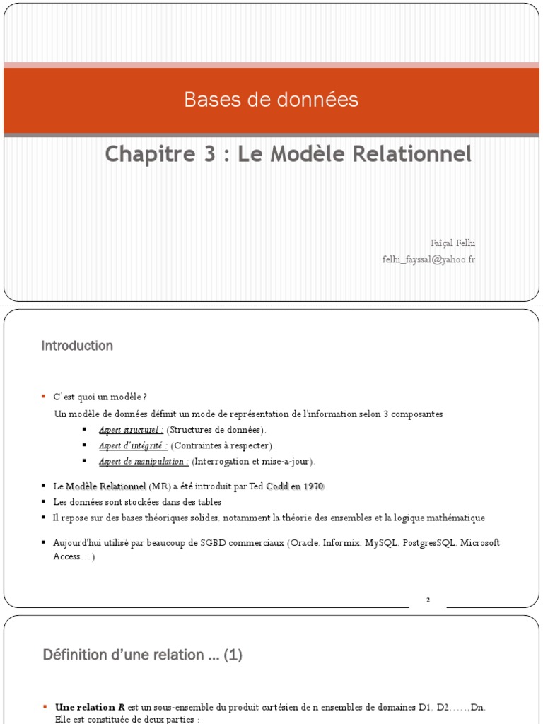 Introduction au Modèle Relationnel | PDF | Base de données ...