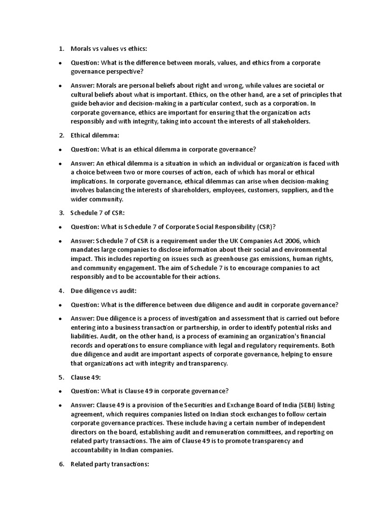 Morals Vs Values Vs Ethics Pdf Corporate Governance Governance