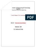 Dawood University Course Report: Pre-Assessment of ES-217 – Electronic Circuit Design