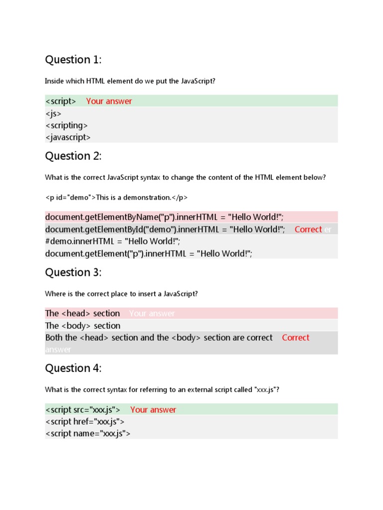 javascript questions.docx | PDF