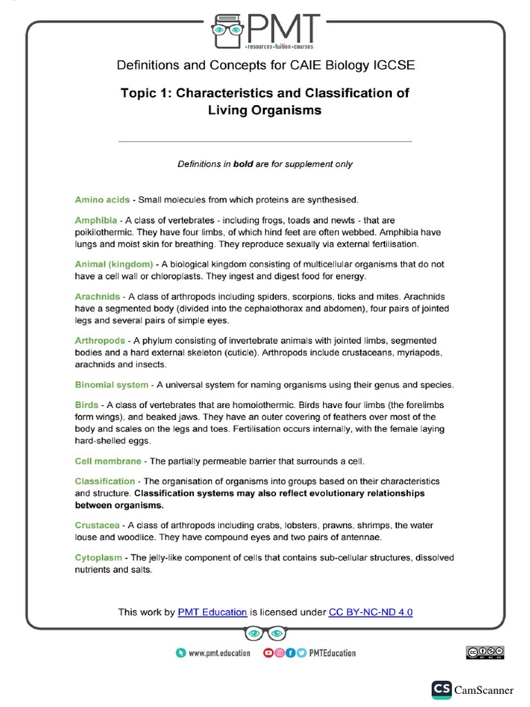 Biology Definitions PDF