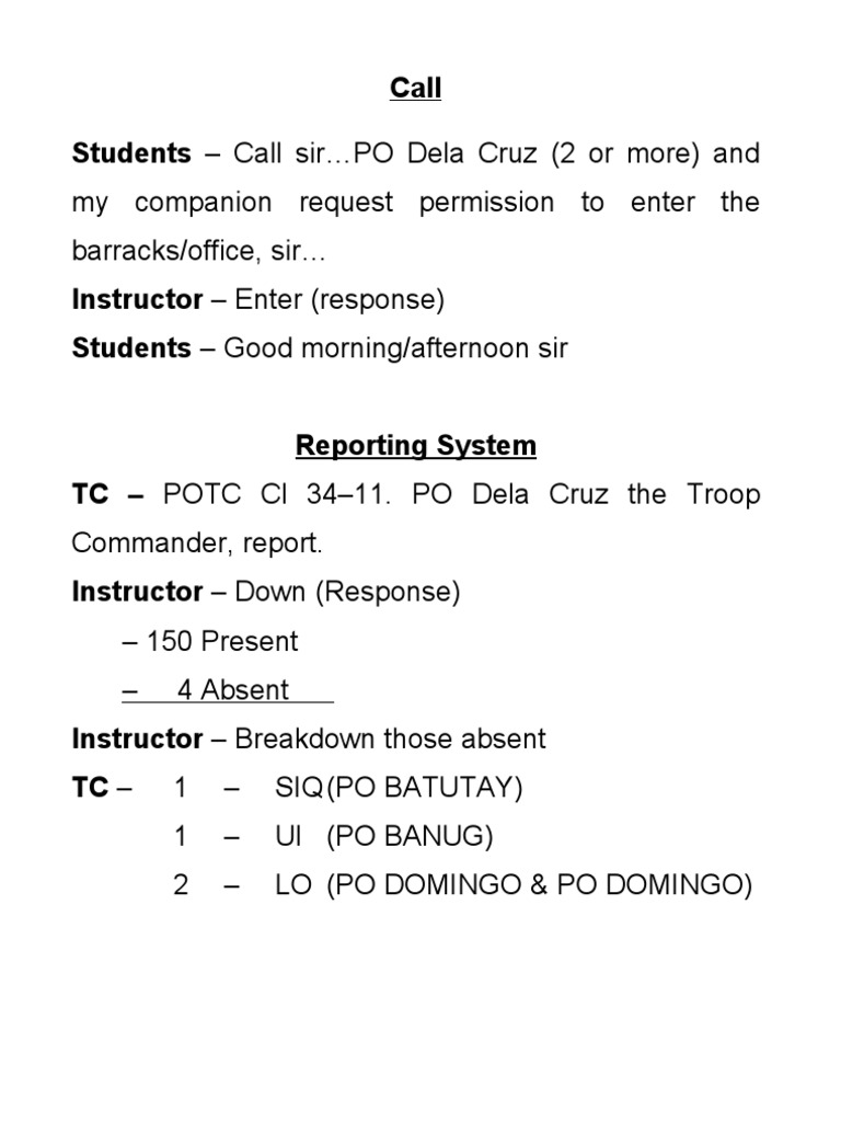 Military Reporting System Example | PDF