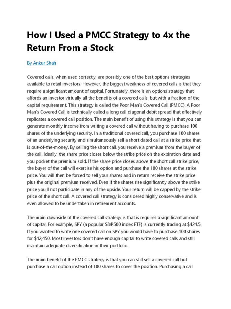 How I Used A PMCC Strategy To 4x The Return From A Stock | PDF | Option ...