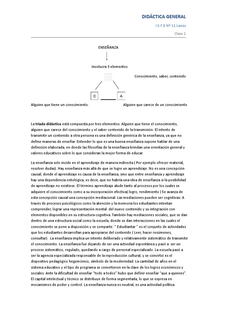 CLASE 1 Didactica General | PDF | Enseñando | Conocimiento