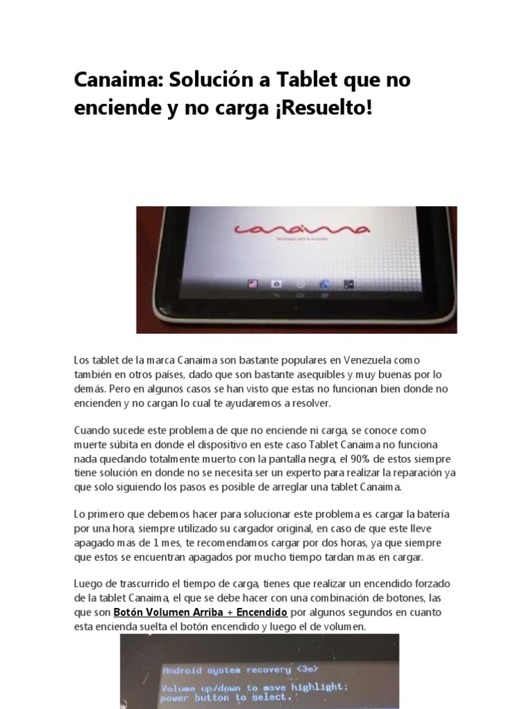 Canaima Solución A Tablet Que No Enciende y No Carga PDF