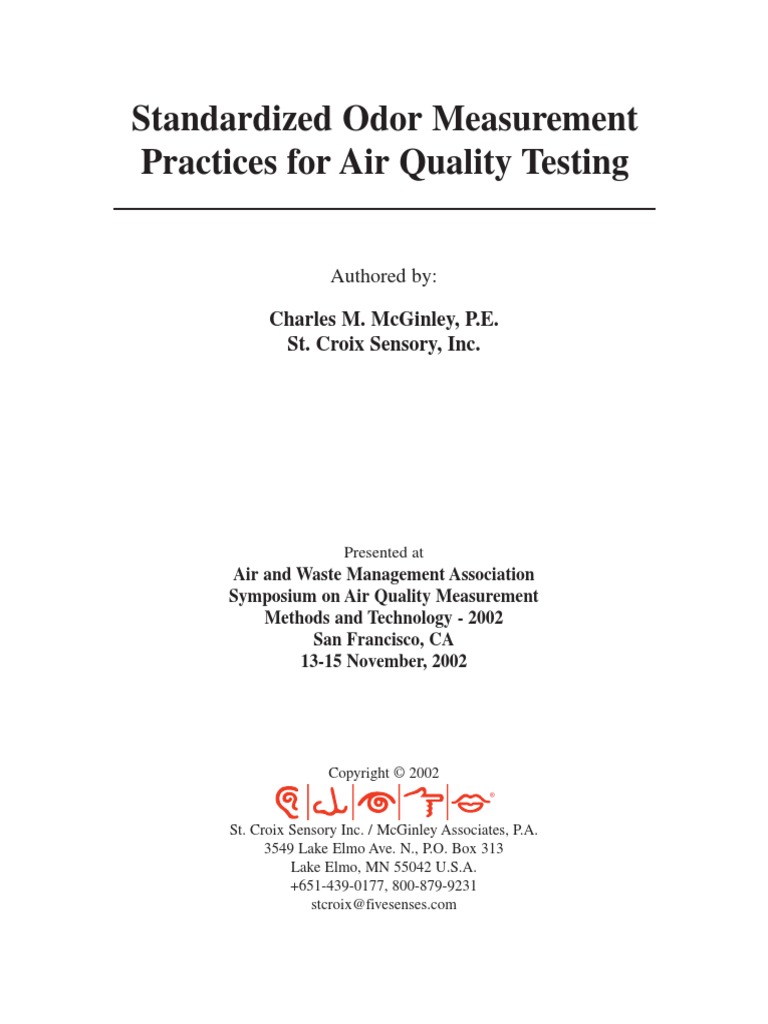 38 Standard Odor Measure For Air Quality PDF Odor