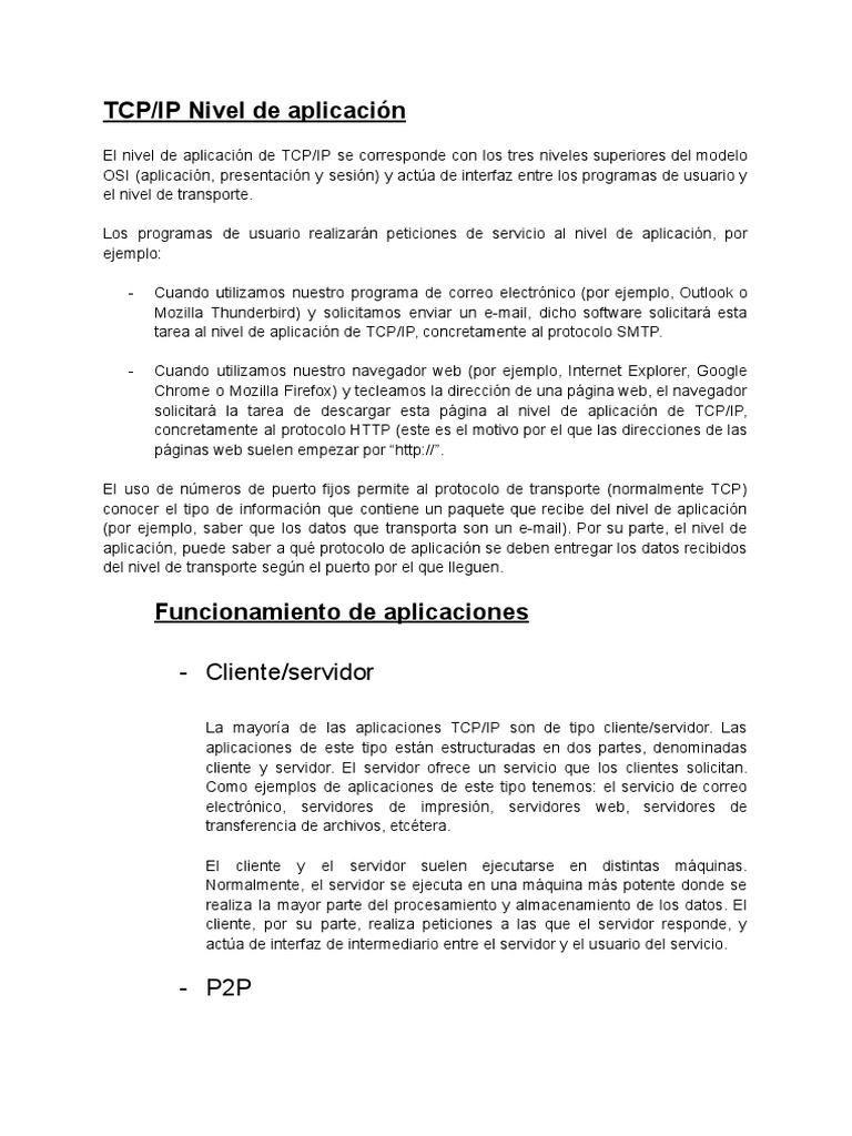 TCP - IP Nivel de Aplicación PDF | PDF | Protocolo de transferencia de ...