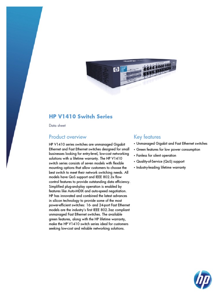 HP 1410 Series en | PDF | Network Switch | Alternating Current