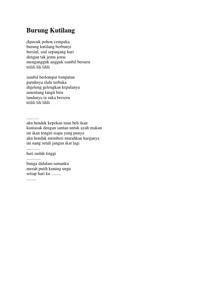 Lagu Burung Kutilang