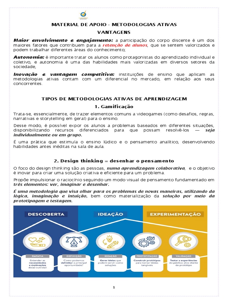 Metodologias Ativas | PDF | Aprendizado | Interdisciplinaridade