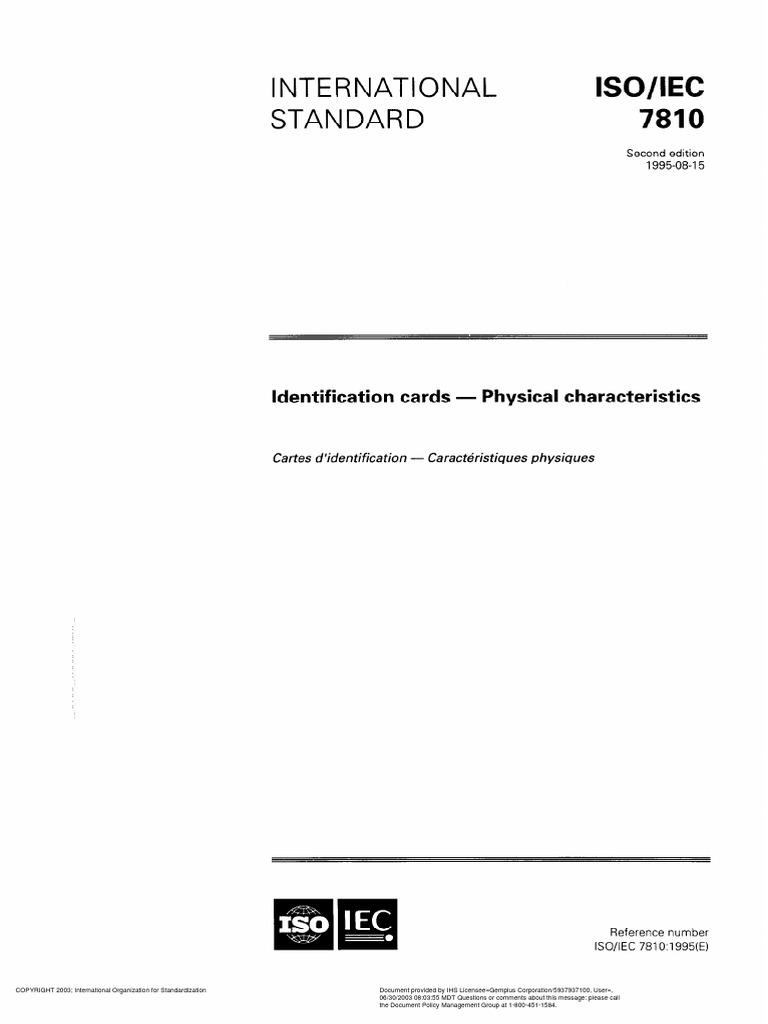 ISO7810 | PDF | International Organization For Standardization ...