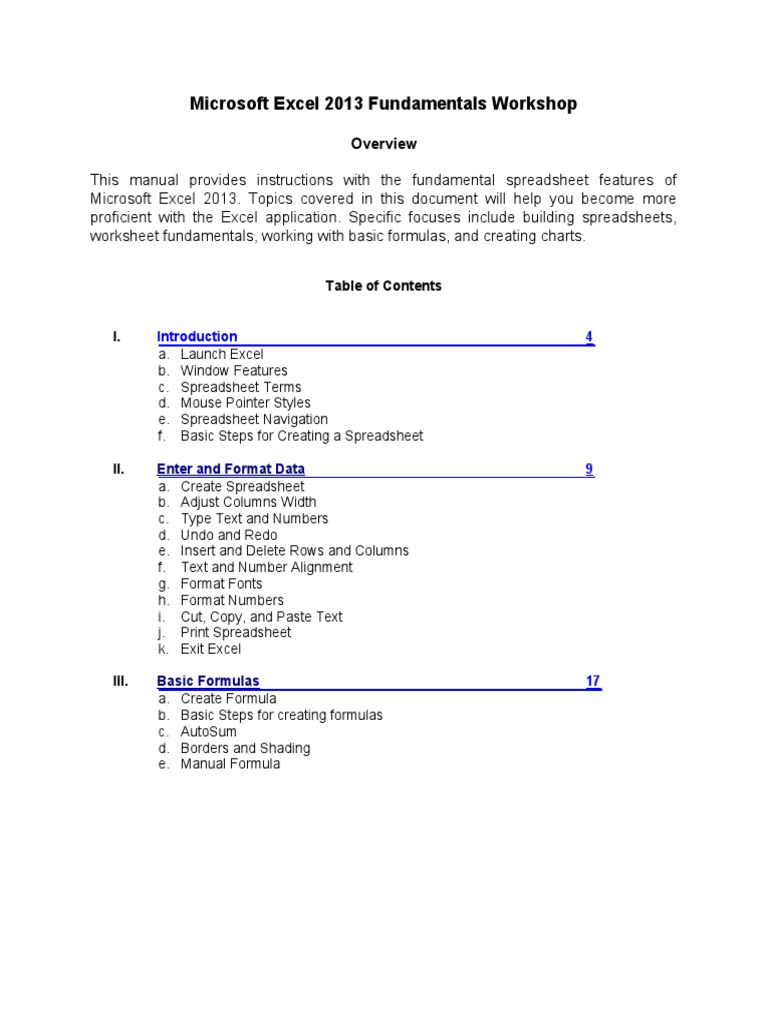 Excel 2013 Fundamentals Guide | PDF | Microsoft Excel | Spreadsheet