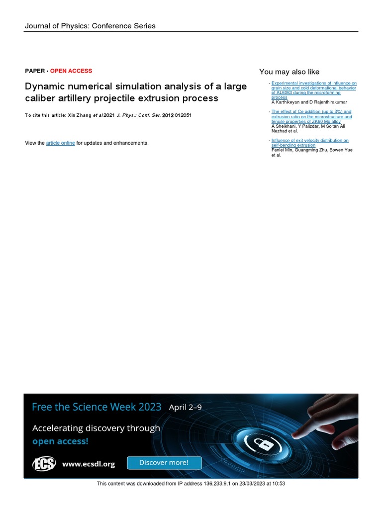 2021 - Dynamic Numerical Simulation Analysis of A Large Caliber PDF ...