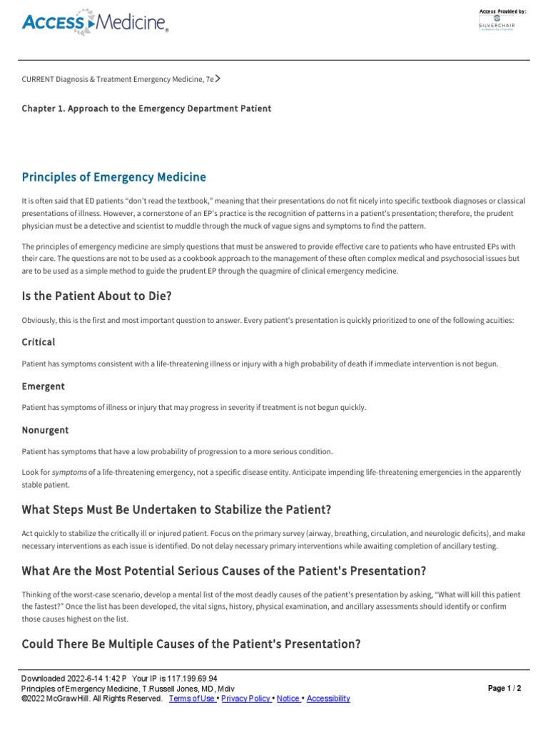 Principles of Emergency Medicine PDF Medicine Medical Diagnosis