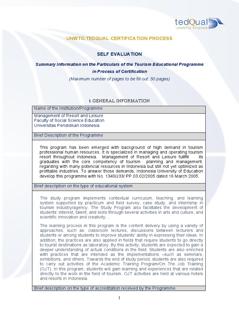 UNWTO.TEDQUAL Certification Overview | PDF | Tourism | Institution