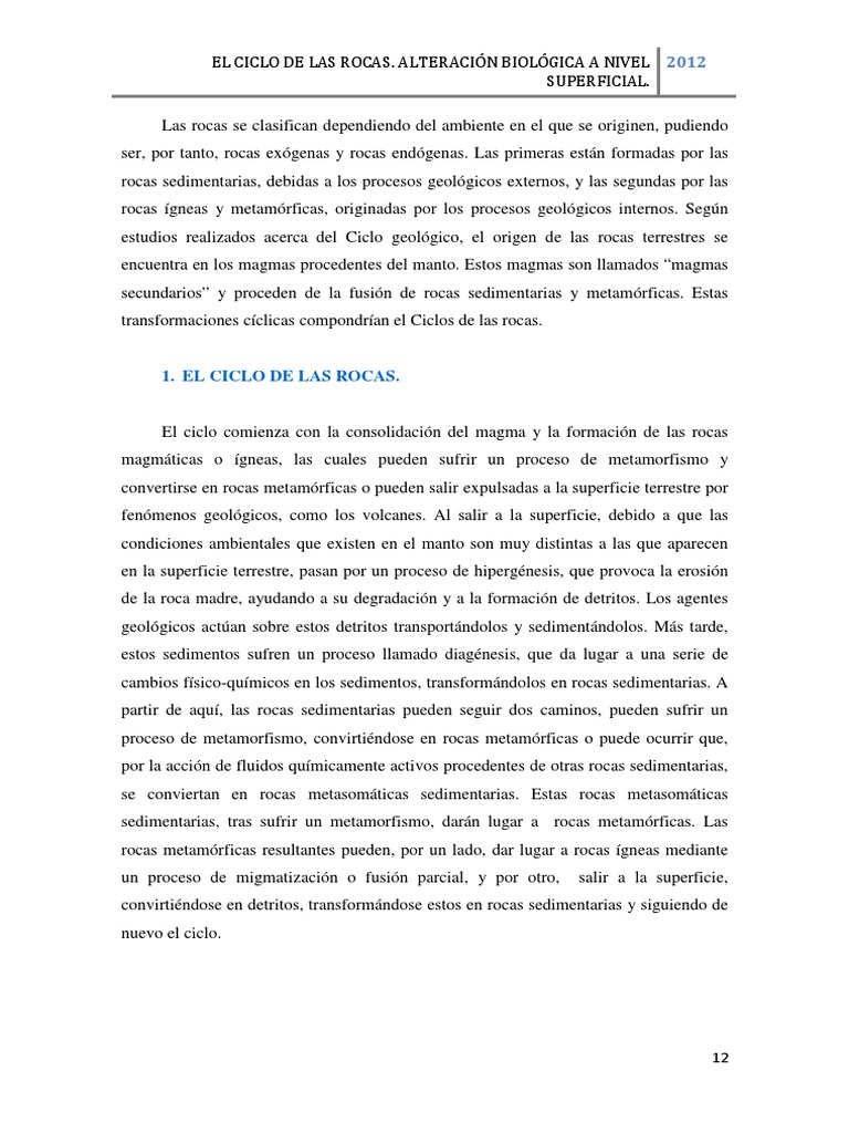 Ciclo de las Rocas: Formación y Alteración | PDF | Roca (geología) | Magma