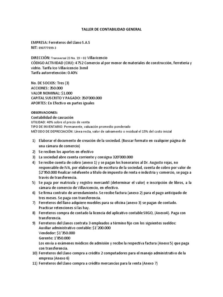 Taller De Contabilidad Pdf Factura Contabilidad