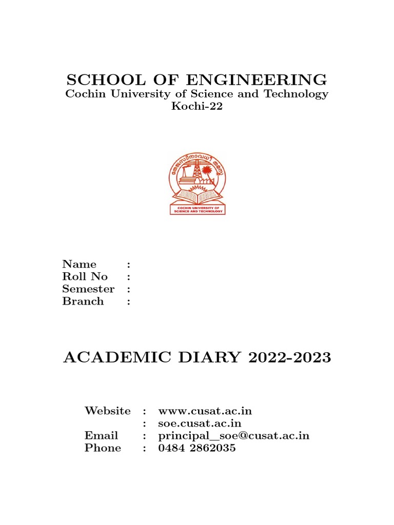 Academic Diary 22 23 Pdf Course Credit Engineering
