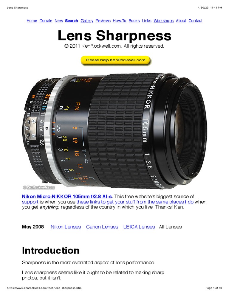 Lens Sharpness PDF PDF Camera Lens Zoom Lens