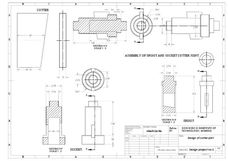 Cotter Joint Drawing - Akash Savita | PDF | Materials | Building Materials