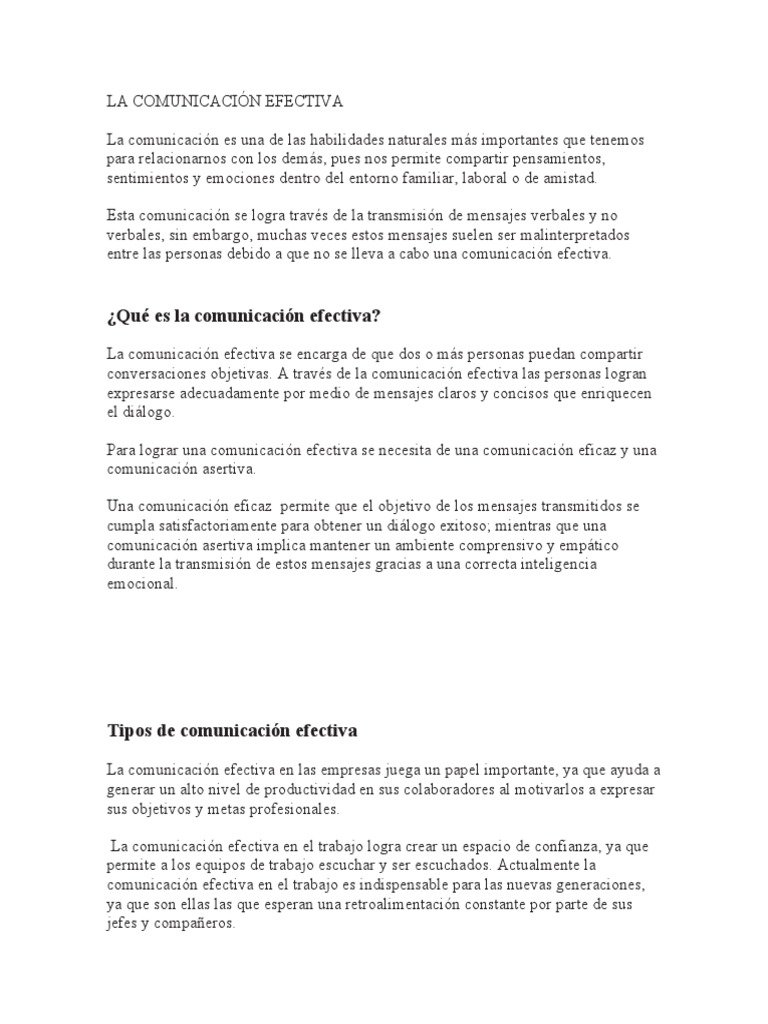 Comunicación Efectiva y sus Claves | PDF | Crecimiento personal y ...