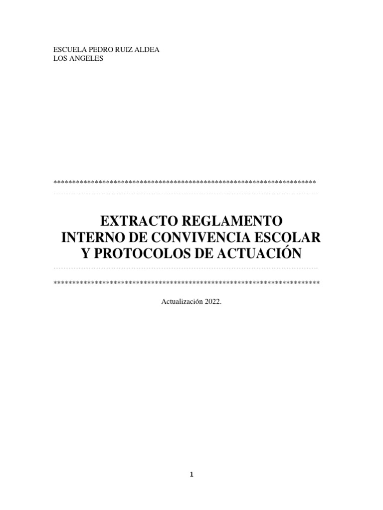 Reglamento de Convivencia Escolar 2022 | PDF | Salón de clases | Maestros