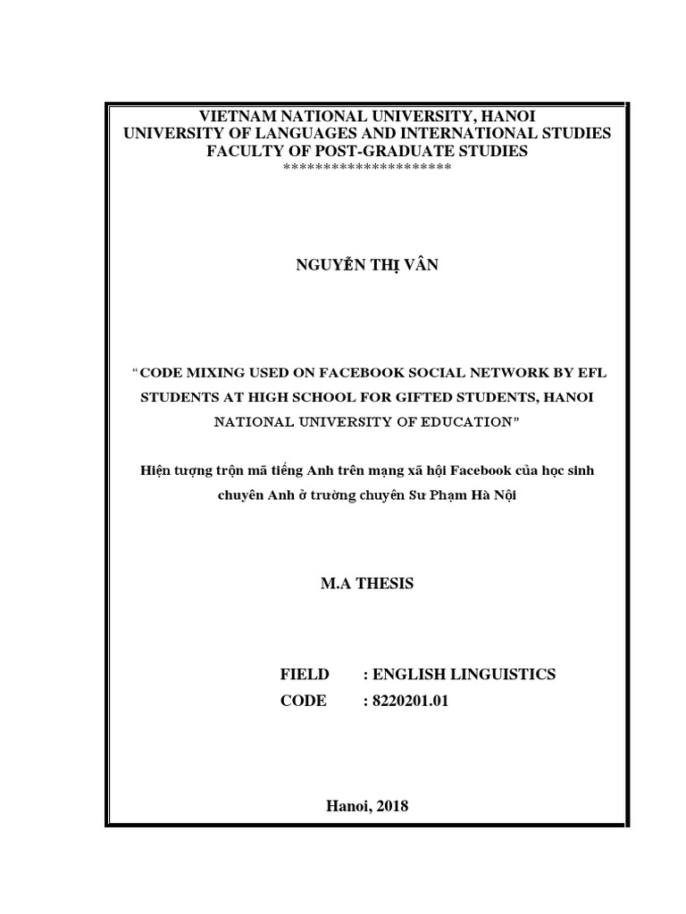 Code Mixing on Facebook by EFL Students | PDF | Word | Standard Chinese