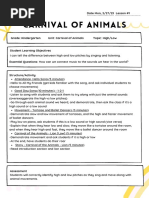 Carnival of Animals Kindergarten - Daily Plans