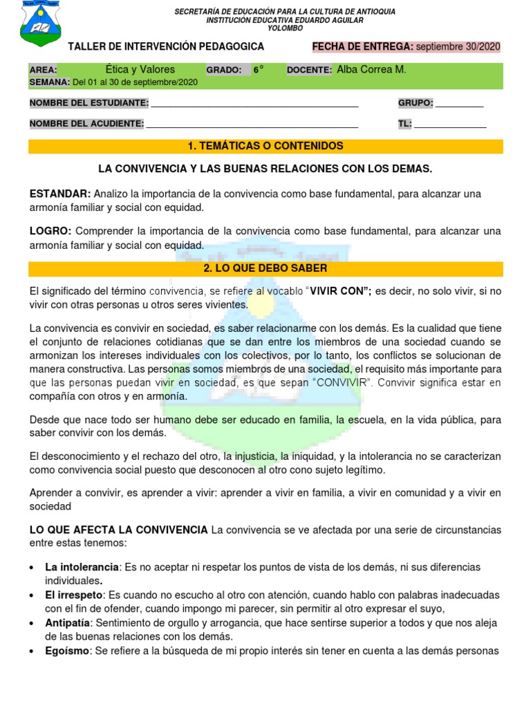 Taller de Convivencia Escolar | PDF