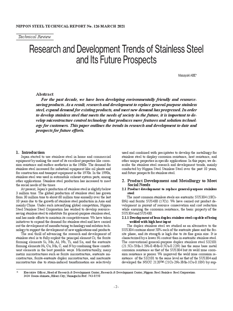 Research and Development Trends of Stainless Steel | PDF | Stainless ...