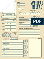 We Deal in Lead Character Sheet Fillable v1.2 PDF