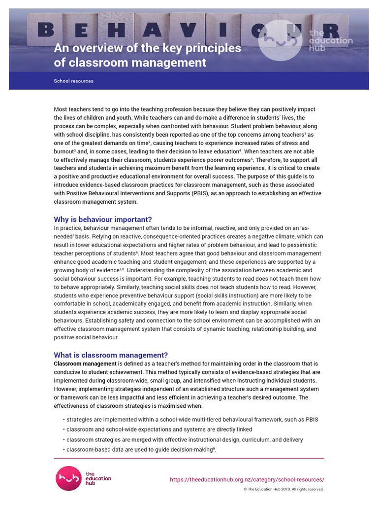 An Overview of The Key Principles of Classroom Management | PDF ...