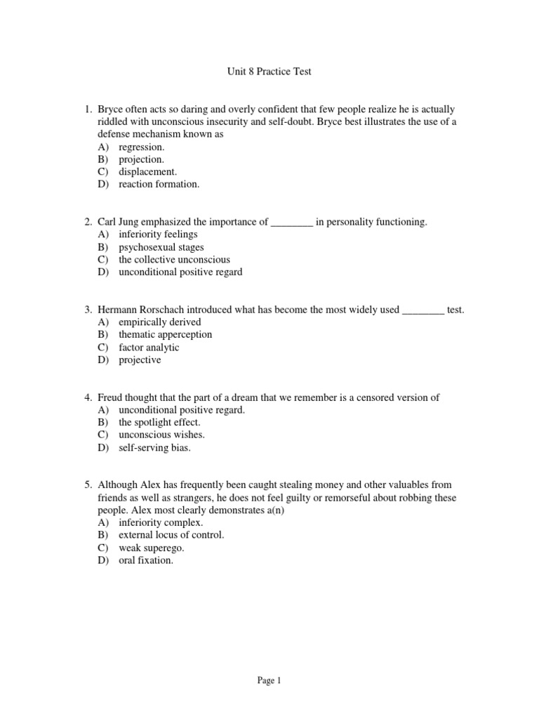Psychology Practice Test | PDF | Science & Mathematics