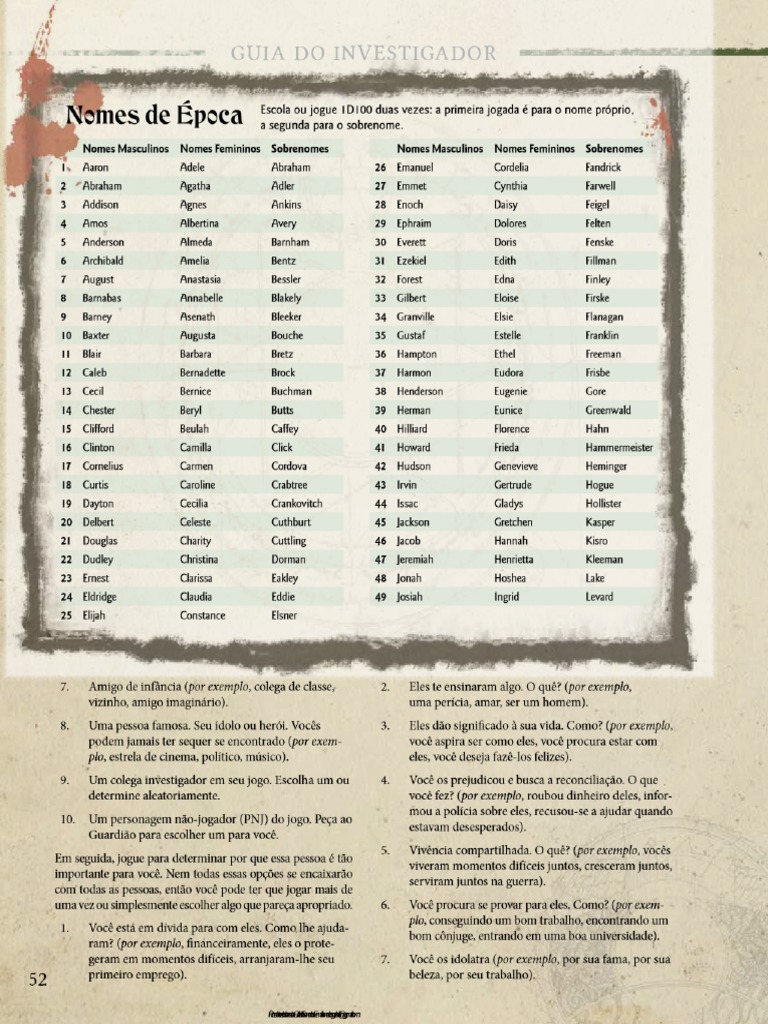 Tabela De Nomes Pdf