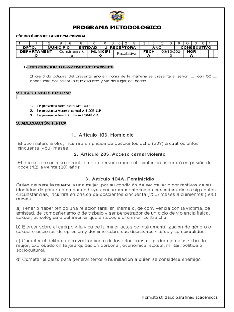 C3. Programa Metodologico... | PDF | Homicidio | Violencia