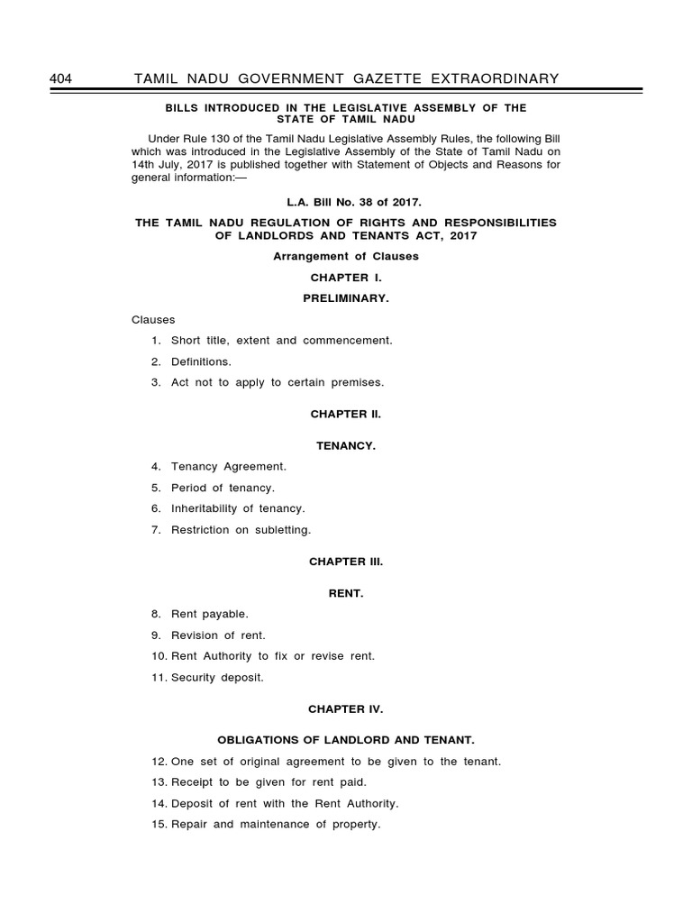 TN Regulation of Rights and Responsibilities of Landlords and Tenants