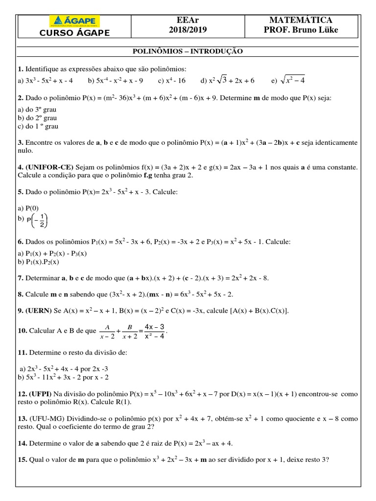 UEA 2021 1º dia - Q. 55  No polinômio p(x) = x^3 − kx^2 −5x +